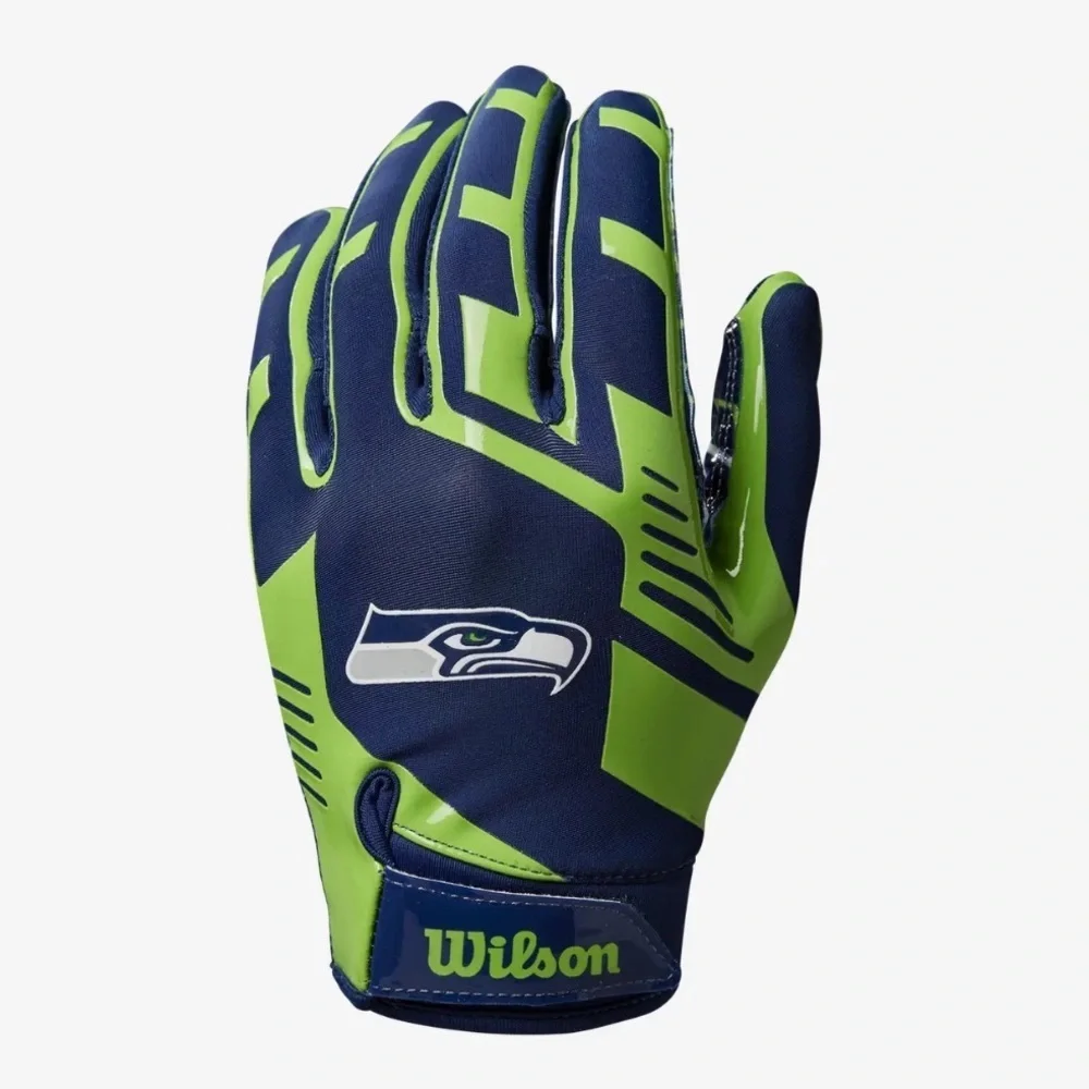 Seattle Seahawks NFL Stretch Fit Receiver Football Gloves WILSON NEW Youth